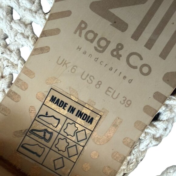 RAG & CO Cream Woven Lace Up Flats Sandals Size US 8 - Picture 3 of 8